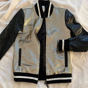 Gold sequin bomber jacket
